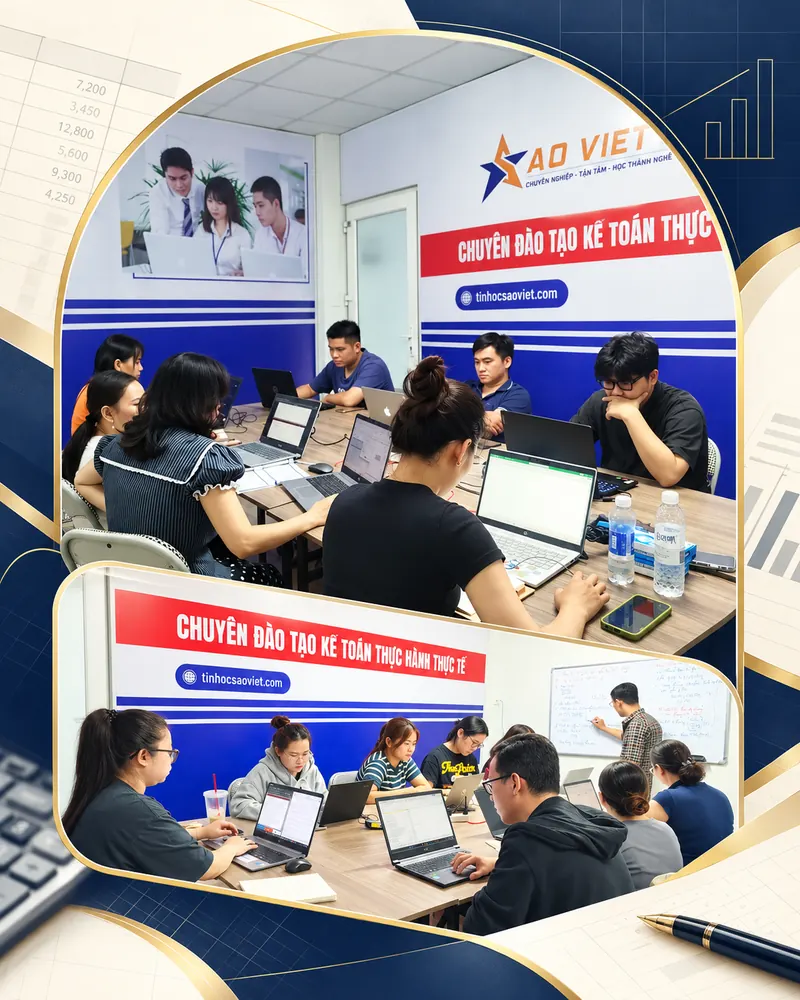 Ảnh ghép thiết kế từ ảnh lớp kế toán thực tế do chủ website cung cấp.
